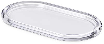Omada Design Vassoio Biscotti da Tè o Aperitivo, da 27x12 cm, interno colorato e bordo acrilico trasparente, Made in Italy, Linea Crystal, Bianco