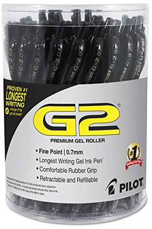 Pilot G2 Premium Gel Roller Pen, Retractable and Refillable, Fine Point 0.7 mm, Black Ink, 36 Count