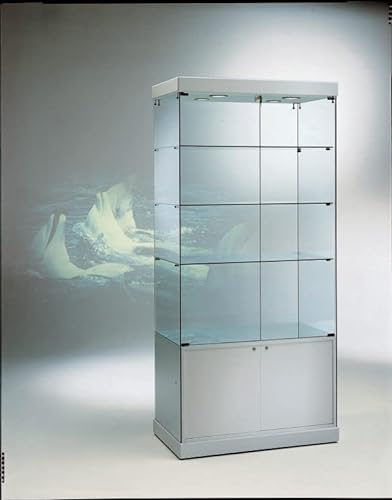 ITALFROM Vitrine Glas Display Showcase Kunstleder Leather mit Mobile und Lichter