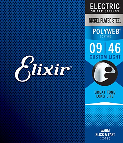 Corde per chitarra elettrica Elixir® Strings con rivestimento POLYWEB®, Custom Light (.009-.046)