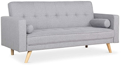 Menzzo Schlafsofa, skandinavisch, Slow-Bett, Polyester, Hellgrau, 186 x 75 x 89 cm