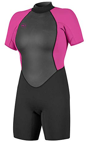 O'Neill Wetsuits Women's Reactor II 2mm Back Zip Spring Wetsuit, Black/Berry, 16 UK