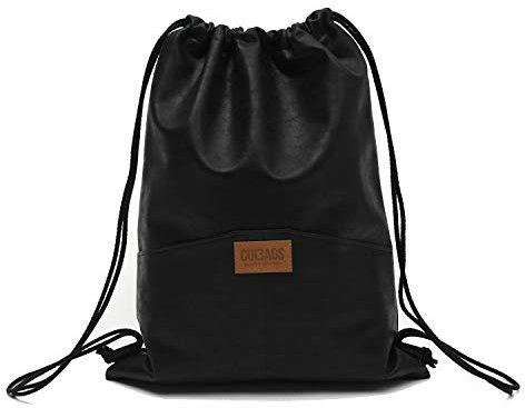 C-BAGS SACCO ÖKO-LEDER Beutel Sportbeutel Turnbeutel Beuteltasche Rucksack (3.1 schwarz)