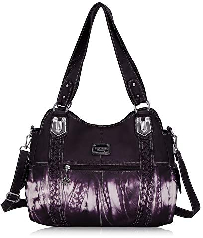 Angel Barcelo Roomy Fashion Hobo Damenhandtaschen, Damen Geldbörse, Umhängetaschen, Umhängetasche Tote, Gewaschene Ledertasche Lila