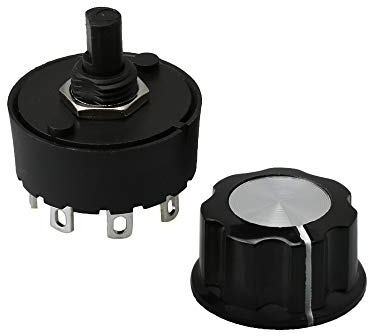 Yibuy Drehschalter + Drehknopf 6 Positionen fünfmal drehen für Blower Mixer Juice Black