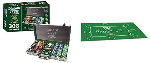 Piatnik 7903 - Poker Set 300 High Gloss Chips & 30963 - Poker Tischauflage 60 x 90 cm