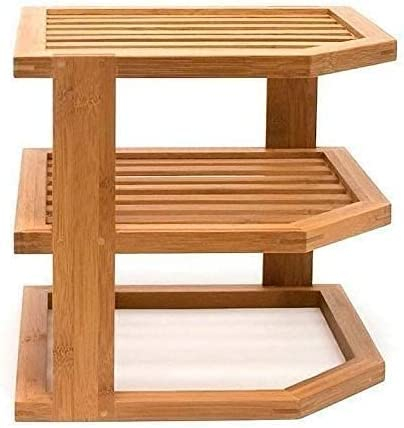 HOMION Plate rack 3 Tier Corner Shelf Unit Cupboard Organizer Shelf Storage Space Saver Unit Tidy Free Standing Bathroom Desktop Space Saving Idea Caravan Camping Multi Tier Plates Organizer