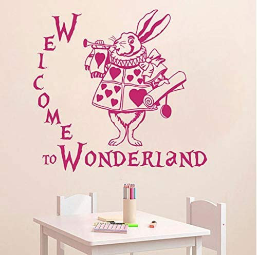 Wandtattoo Zitat Willkommen Im Wunderland Kaninchen Sprüche Alice Im Wunderland Babyzimmer Kinder Vinyl Aufkleber Home Decor Wandbild 45 * 42Cm