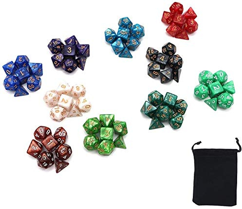 DollaTek Set di Dadi poliedrici 10 Set di Dadi Completi （70 Pezzi） di D4 D6 D8 D10 D% D12 D20 Compatibile con Dungeons And Dragons DND Rpg Giochi da Tavolo MTG