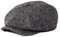 BOTVELA Herren 8 Panel Wollmischung Newsboy Flat Cap Fischgrätenmuster Tweed Hut, Grau meliert, 63 EU