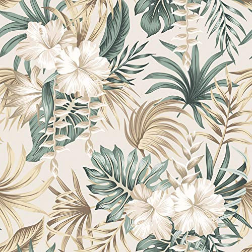 murando - Carta da parati adesiva Fiori 10 m Stickers Murali Carta da Parati Moderna Fotomurali Adesivi Carta da Parati Autoadesiva Fotomurale Stickers da Muro Floreale Boho Verde Beige b-B-0574-j-a