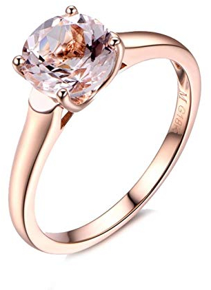 KnBoB Damen Hochzeitsringe Rosegold 750 Solitär Brillant Rosa Morganit 1.21ct Ring Größe 54 (17.2)