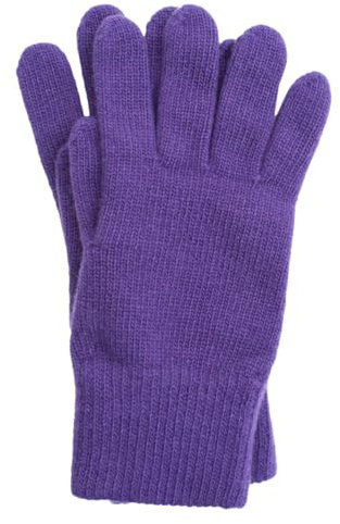 FosterNatur - Guanti invernali da donna in lana merino, 100% lana, viola., 7,5