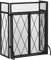 HOMCOM Parascintille per Camino in Metallo con 3 Pannelli Pieghevoli e 2 Porte, 120x11.5x79cm, Nero
