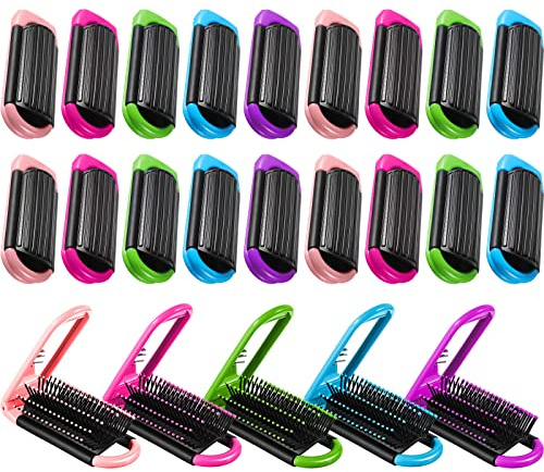 Yulejo 20 Pcs Folding Travel Hair Brush with Mirror for Purse