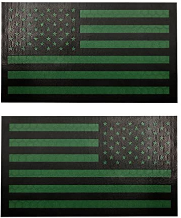 AliPlus Amerika-Flagge, IR-Infrarot-reflektierende Flicken, lasergeschnitten, reguläre und umgekehrte Klettverschluss-Flicken, 8,9 x 5,1 cm, Grün, 2 Stück