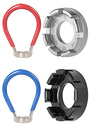 Saipor 4pcs Bike Spoke Wrench Tool Bicycle Wheel Spoke Truing Tool Bike Rim Correction Kit Spoke Adjuster for Adjust Cycling Wheel Tension