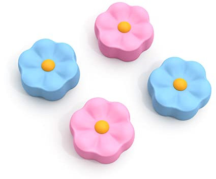 JINGDU Kappen Kompatibel mit Nintendo Switch Joystick,Weiche Silikon Thumb Grip Niedlich 6D Analog Stick Abdeckung für Switch/Switch OLED/Switch Lite,Flower