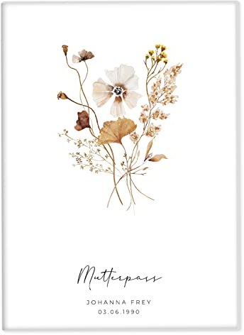 Joli Coon Mutterpasshülle Rote Herbstblume personalisiert - für Deutschen Mutterpass