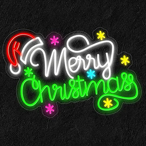HEVMEVENI Merry Christmas Xmas Neon Sign Led Sign for Christmas Eve Home Bar Wall Decoration Neon Sign Bedroom Party Decor Shop Signage,A