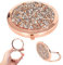 KYSUN 7 cm Taschenspiegel, Tragbarer Taschenspiegel, Kleiner Runder Mini Schminkspiegel 1X / 2X, Kompakter Kosmetikspiegel, Faltbar & Doppelseitig für Frauen Mädchen, Diamant aus Roségold