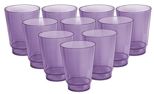 Acrimet Lot de 10 gobelets en plastique, réutilisables, 300 ml, gobelets à eau, lavables en machine, empilables, incassables, durables (couleur violet)
