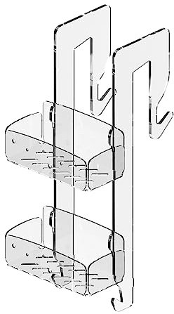 Astroplastic PlexiShower - Mensola doccia da appendere in plexiglass trasparente | Portasapone, porta shampoo, oggetti, accappatoi | NO Viti (2 Vaschette | H cm 65 x Prof. 12, Largh. vaschette cm 26)
