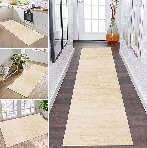 ZDYHMrj Läufer Teppich Lang Flur rutschfest Waschbar 40X100CM Küche Korridor TeppichLäufer für Flur Beige Schlafzimmer Wohnzimmer Polyester Teppichmatte Dauerhaft, Anpassbar Küchenteppich Meterware