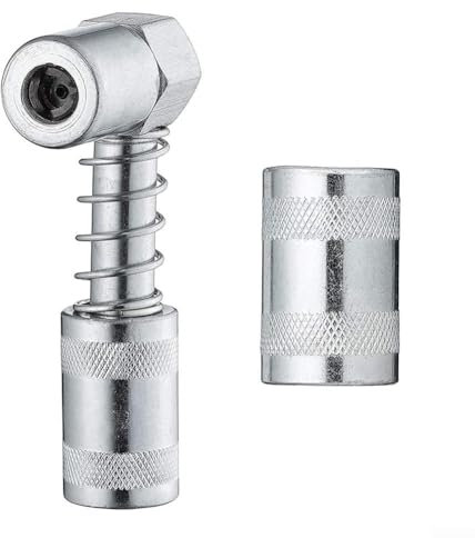 90 Degree Grease Coupler Adapter, Grease Nozzle Adapter with Spring-Loaded Sleeve, 3 Jaw Coupler Grease Fitting Tool 3000-4500PSI