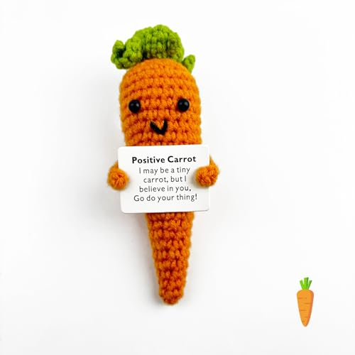 Leyiteng Positivity Gift,Large Positive Carrot,Gifts For Pupils Student From Teacher,Inspirational Good Luck Gifts Funny Knitted Wool Doll Gift for Adults Women Students Home Office