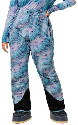 Ulla Popken Damen große Größen Übergrößen Plus Size Funktionshose, Skihose, wasserdicht, Formknie, Klettriegel mineralblau 50 824441749-50