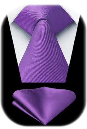 Enlision Cravatta Viola Cravatta Uomo Elegante Cravatta e Fazzoletto Tinta Unita Set Cravatta e Pochette de Matrimonio Festa