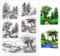 GLOBLELAND Waldpfad Silikonstempel Waldlandschaft Transparente Stempel Üppige Bäume Klare Stamps Für Karten Herstellung DIY Scrapbooking Basteln