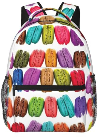 Starfish Shell E Beach Stampa Casual Zaino Outdoor Bag Per Le Donne Adatto 15.6 Pollice Laptop Zaino Per Viaggio Lavoro, Pasticceria aromatizzata al biscotto di macaron, Taglia unica