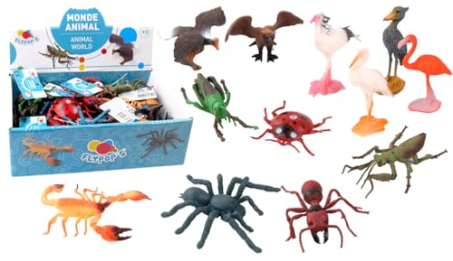 FLYPOP'S - Volatives Tier oder Insekten – Tierwelt – 032650 – zufälliges Modell – Kunststoff – fliegendes Tier – Spielzeug für Kinder – realistisch – Miniatur, Sortiert – 6,5 cm – ab 3 Jahren