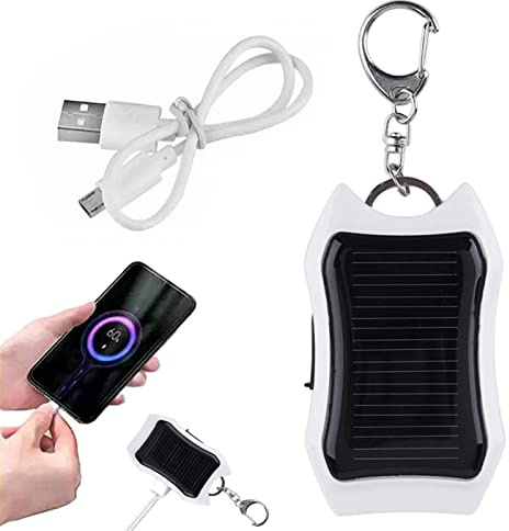 Solar Bank 1500 mAh Solar Bank Outdoor Solar Bank Portable Charger Keychain for Mobile Phones Other Electronic Devices with 3 LED Lights, Battery for Outdoor Activities