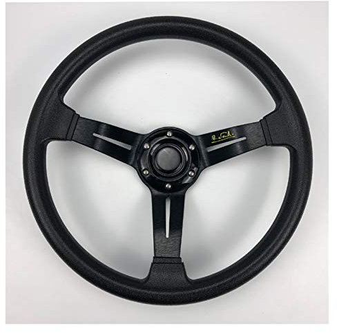 Sportlenkrad,Drifting Steering Wheel,Lenkrad Universal 14 Zoll PU-Leder Auto Racing Lenkräder Tiefes Hupe Drifting Sport Lenkrad mit Logo(C)