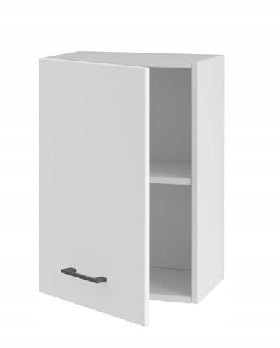 Hängender Küchenschrank 40 cm mit Türen - MDF-Material - für obere Montage - 57,3 cm hoch - flexible Türmontage (links/rechts) - ideal für kleine Küche (Weiß Matt)