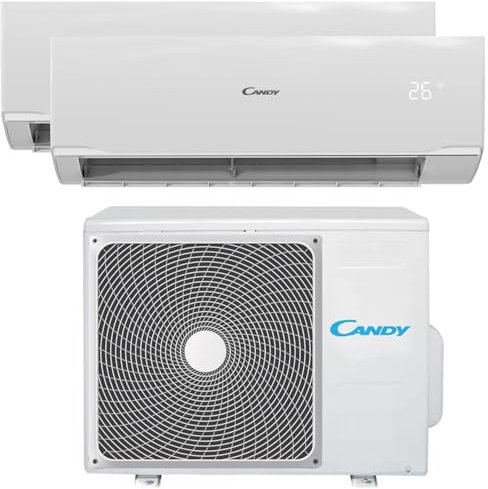Candy, Condizionatore Smart Linea Pura, Climatizzatore Dualsplit con 1 Unità Esterna e 2 Interne 12000 Btu, Silenzioso, con Self-Clean - Tecnologia di Espansione a Freddo e Controllo da Remoto con App
