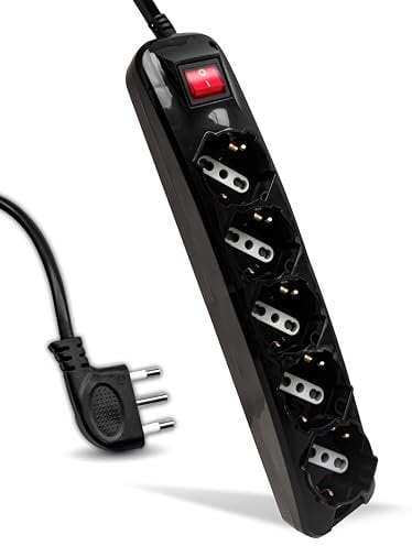 V-TAC Multipresa Elettrica Nera 5 Prese con Interruttore e Cavo da 1,5 Metri - 5 Prese 10/16A Bipasso + Schuko - Spina 16A - Ciabatta Multipresa - Presa Elettrica per Casa, Ufficio - Colore Nero
