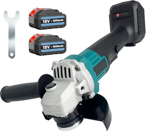 Akku-Winkelschleifer，Ersatz für Makita, Akkuflex Bürstenlos Trennschleifer Scheibe 125mm mit 2x 5500mAh Akku，Schleifen zum Entfernen von Farbe und Mörtel，Ein Zubehör, zum Schleifen, Schneiden