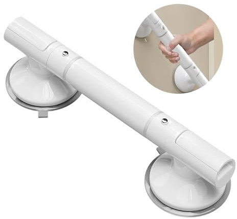PRITOK Haltegriffe für Senioren: Haltegriff mit Saugnapf, Duschgriff mit Saugnapf, Toilettenhandläufe mit Leuchtstreifen sind für Altere Menschen, Kinder und Menschen mit Behinderungen Geeignet, Weiß