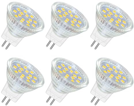 Akynite MR11 GU4 LED 2W Blanc Froid 6000K, 120° 250LM, Halogène MR11 10W 20W Équivalent, AC DC 24V 12V Spot LED Encastrable GU4 35mm pour Meuble Cuisine Camper, non-dimmable, lot de 6