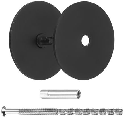 sourcing map Door Hole Cover Plate, 2 Dia Deadbolt Cover Plate Round Door Knob Hole Filler Plate Brushed Satin Nickel 1.38 Nut 3.54 Screws Black Pack of 1
