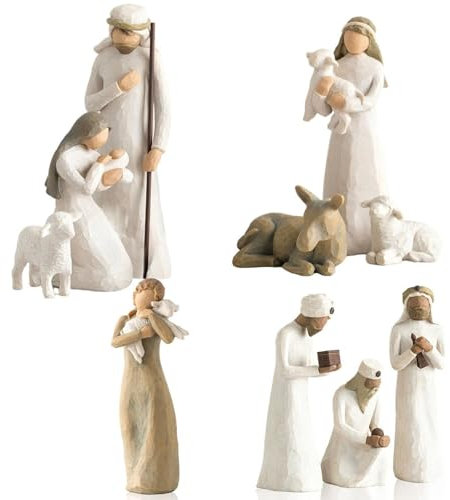 Krippenset Born Scene Figur, Figuren Krippe Harz, Geburt Belen Weihnachten, Weihnachtskrippe mit Figuren, Krippe Harz Heilige Familie, Dekoration