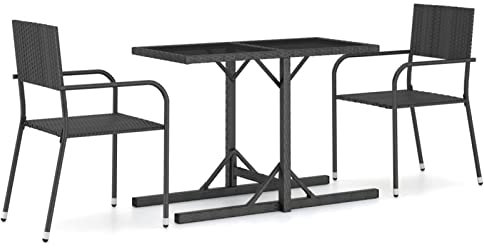 Iiaky 3-TLG. Garten-Essgruppe Sitzgruppe Outdoor GartenmöBel Set GüNstig Essgruppe Mit StüHlen Garten Tische FüR DraußEn Schwarz 3072443