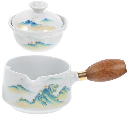 OFFSCH 360grado Tetera De Cerámica Asa Lateral Giratoria Diseño Elegante Para Oficina y Hogar