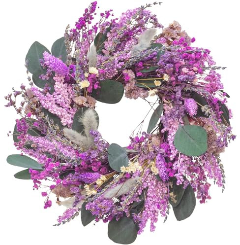 KI Store klein Türkranz Frühling Lavendel Trockenblumen Kranz 30cm Natur Trockenblumenkranz fur Fenster kuche