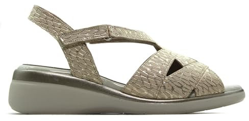 PITILLOS - Sandalias de pala,cuña 6cm y plataforma 3cm,suela blanca de goma,tira adesiva,piel, para: Mujer color: ORO talla:37