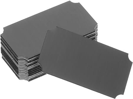 sourcing map 12 Pcs Blank Name Plates, 1.6 x 0.9 Engraved Metal Name Plate Laser Strong Adhesive Nameplate Anodized Aluminium Custom Blank Plates for Signs DIY Crafts, Black Notched Corner